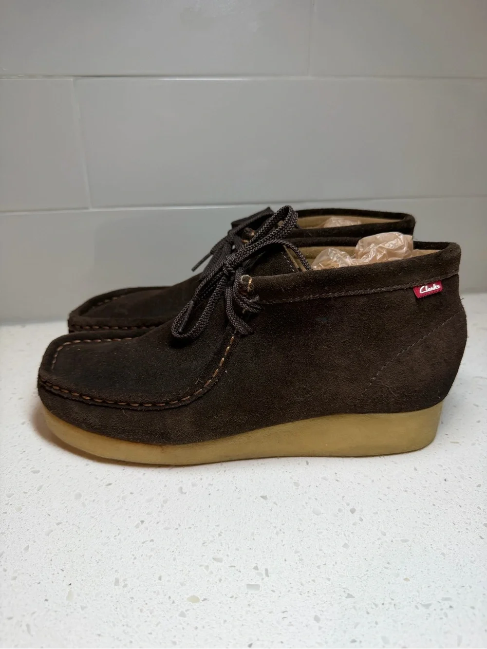 Clarks Men’s Chukka Boots Dark Brown Suede Stinson shoes hi ankle men’s size 8